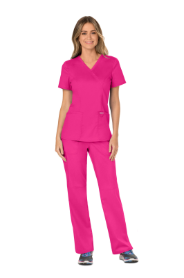 Cherokee Revolution Mock Wrap Top Electric Pink XXS