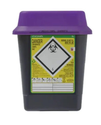 Sharpsafe Purple Lid Cyto Bin 5 Litre