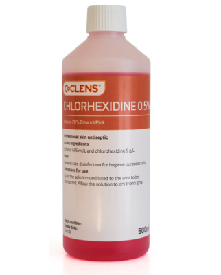 Co-Clens Chlorhexidine 0.5% Skin Antiseptic - Pink - 500ml Bottle