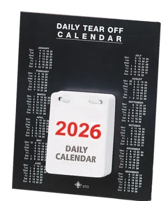 Daily Tear Off Desk Calendar 2026