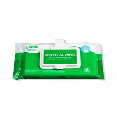 Clinell Universal Sanitising Wipes Pack of 50 with Clip
